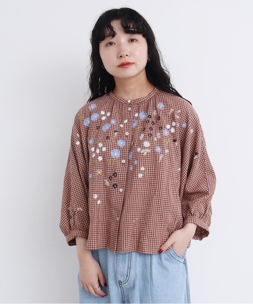 l'atelier du savon - お値下げリネン吸盤フラワー刺繍ブラウス l'atelier du savon ブラウス シャツ お花スケッチ ファー刺繍