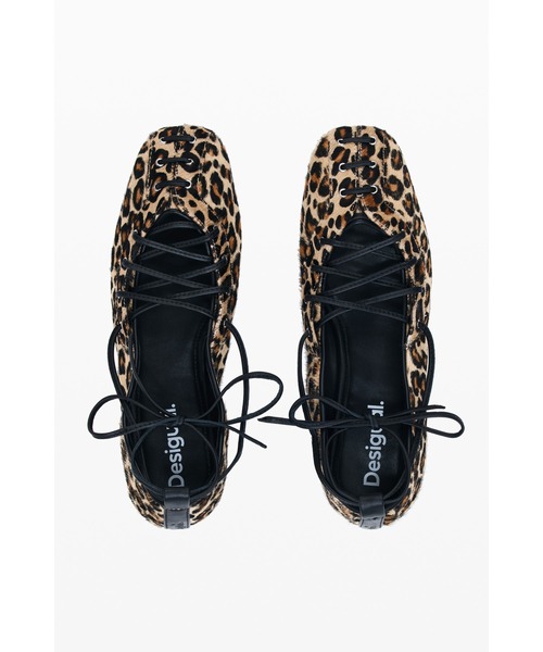 Desigual（デシグアル） パンプス レオパード柄 レースアップ フラット