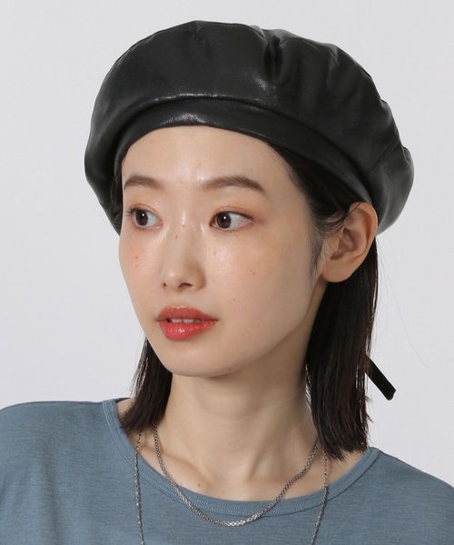 LAKOLE（ラコレ） 帽子 ベレー帽 フェイクレザーベレー帽 / 499983