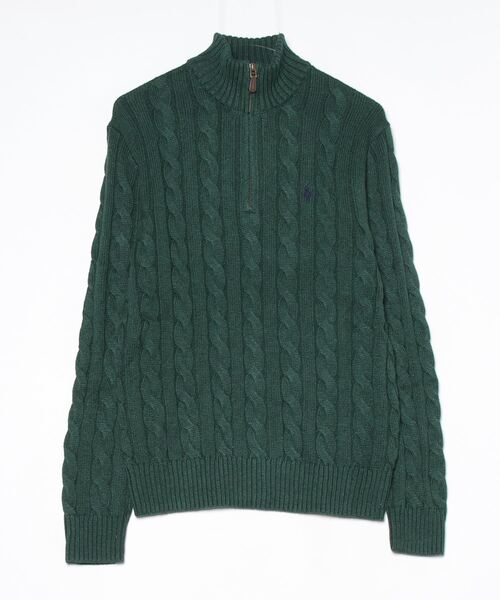 ラルフローレン　POLO GOLF　ケーブルニット　ジップアップ　セーター　M POLO RALPH LAUREN セーター ニット ケーブルニット コットン