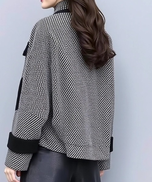 cammie コート アウター 千鳥格子風パイピングジャケット レディース