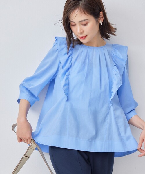 「組曲」 7分袖ブラウス 6 ブルー レディース_画像2