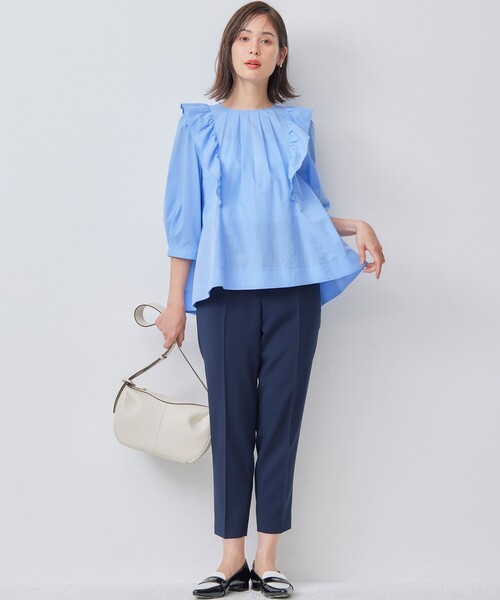 「組曲」 7分袖ブラウス 6 ブルー レディース_画像3