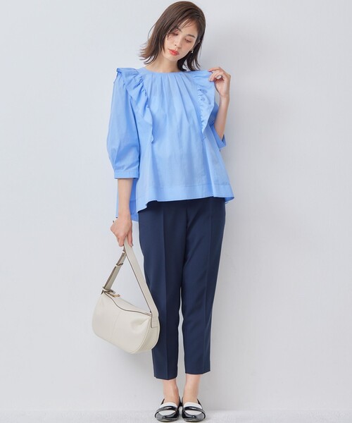 「組曲」 7分袖ブラウス 6 ブルー レディース_画像4
