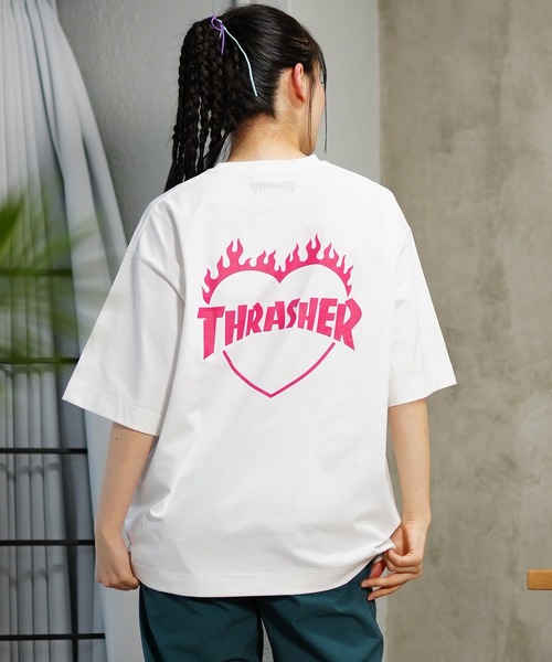 「THRASHER」 半袖Tシャツ X-LARGE ホワイト レディース_画像7