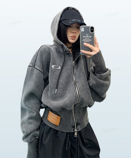 Dalfwin（ダールフィン） パーカー 韓国ファッション RICECAKEフェイク