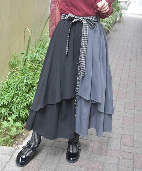 axes femme（アクシーズ ファム） スカート 前ボタンレイヤード