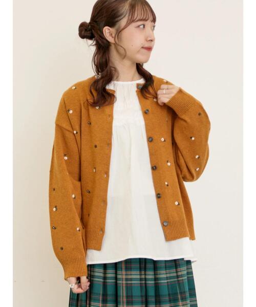 Samansa Mos2（サマンサモスモス） カーディガン 花柄総刺繍ニット