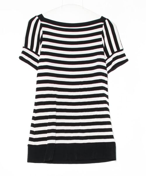 「GOUT COMMUN」 ボーダー柄半袖Tシャツ - ブラック レディース_画像2