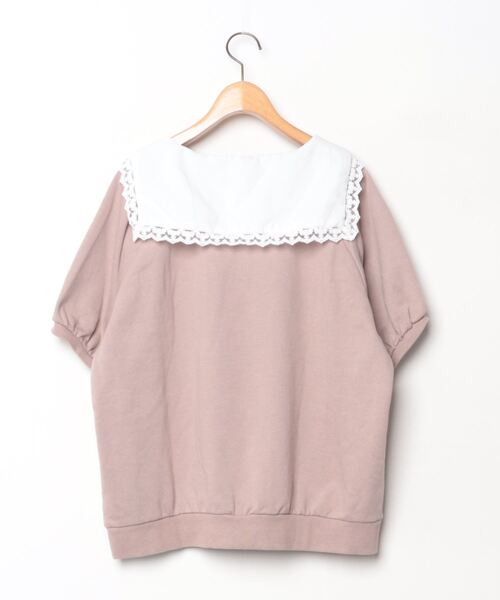 「OLIVE des OLIVE」 レース半袖カットソー M ピンク レディース_画像2