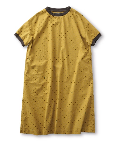 「Sunny clouds」 半袖ワンピース LARGE イエロー レディース_画像8
