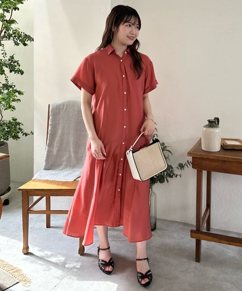 「un dix cors」 半袖ワンピース FREE レッド レディース_画像7