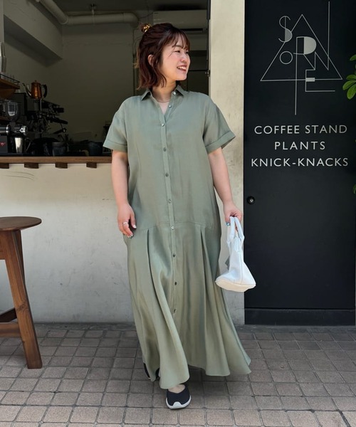 「un dix cors」 半袖ワンピース FREE レッド レディース_画像8