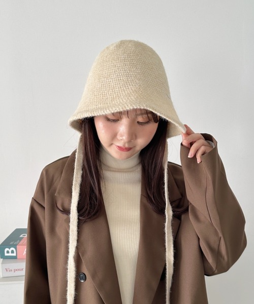 CLEA 帽子 ハット 紐付きウールライクバケットハット レディース
