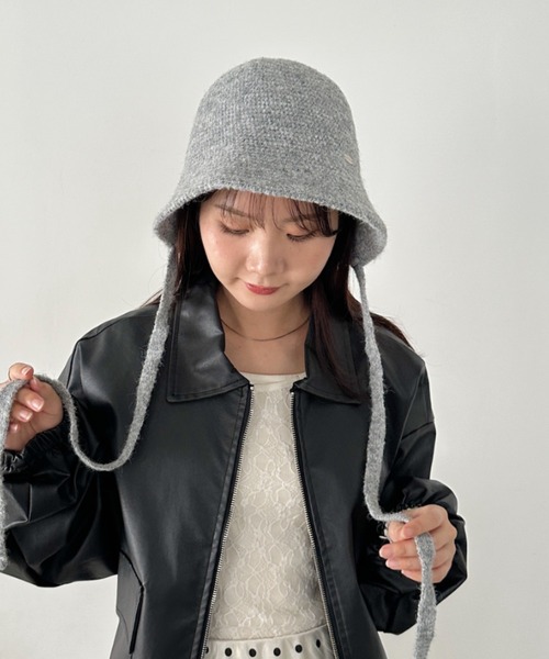 CLEA 帽子 ハット 紐付きウールライクバケットハット レディース