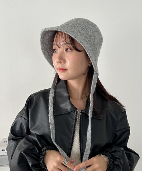 CLEA 帽子 ハット 紐付きウールライクバケットハット レディース