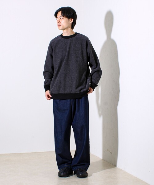 stone  ロンT 厚手 スウェット　ネイビー GLOSTER（グロスター） tシャツ 「ロンT以上スウェット未満」ハニカム