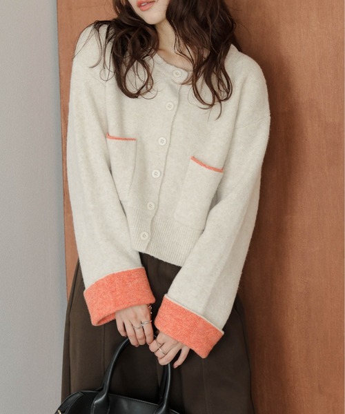カーディガン バイカラー ニットカーディガン レディース : ZOZOTOWN