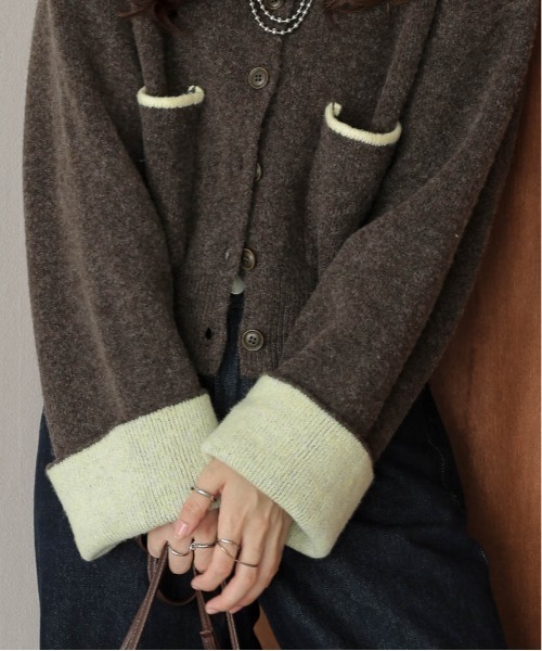 極美品✨グレースクラス 現行 ニット カーディガン ループヤーン バイカラー 極美品✨グレースクラス 現行 ニット カーディガン ループヤーン バイ