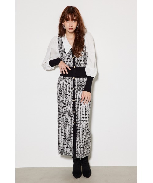 「rienda」 ニットワンピース FREE グレー レディース_画像2