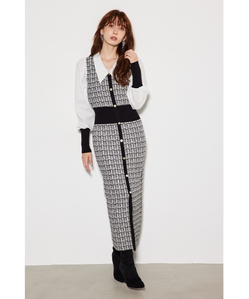 「rienda」 ニットワンピース FREE グレー レディース_画像3