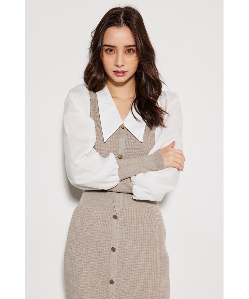 「rienda」 ニットワンピース FREE グレー レディース_画像9