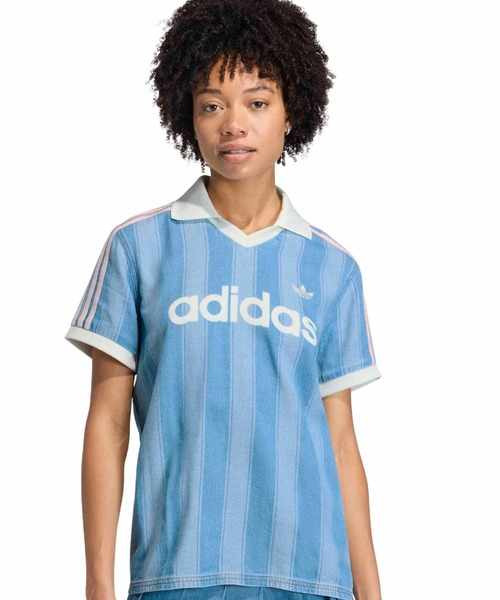 アディダス 半袖Tシャツ カットソー M 青 ブルー ビンテージ サッカーシャツ adidas（アディダス） adidas tシャツ 半袖 adidas DENIM FOOTBALL