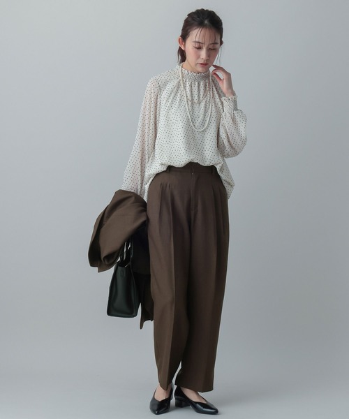 GLOBAL WORKノーカラー　パンツ　スーツ ウエストゴム　ブラウン系　XL GLOBAL WORK（グローバルワーク） パンツ MATINEE LINE/ツィードライク
