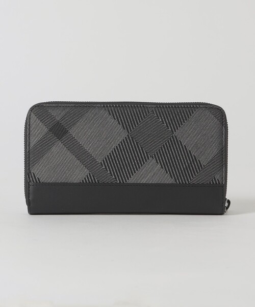 長財布 財布 カルゼシャドークレストブリッジチェックラウンドジップウォレット メンズの画像