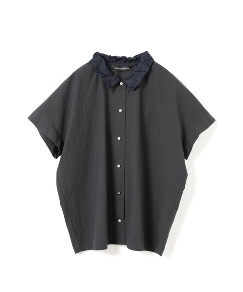 ブラウス シャツ mizuiro ind ワッシャーカラーワイドシャツ レディースの画像