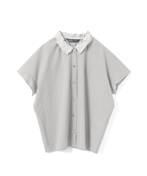 ブラウス シャツ mizuiro ind ワッシャーカラーワイドシャツ レディースの画像