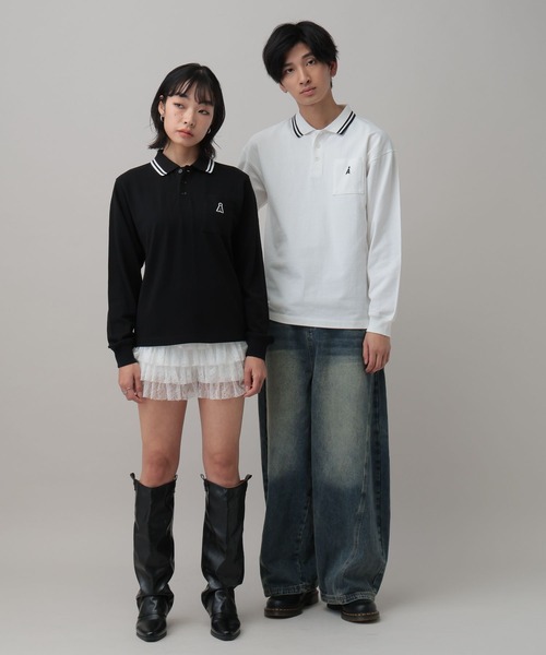 ALAND ポロシャツ ポロ 「UNISEX」ALAND／Aロゴカノコポロロング