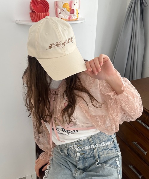 MORE self LOVE カーディガン レースフリルカーディガン レディース