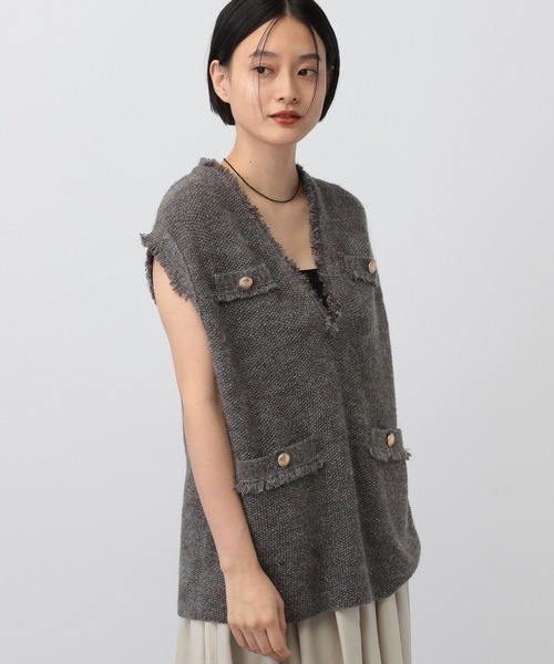 「A part by」 ニットベスト FREE チャコールグレー レディース_画像5