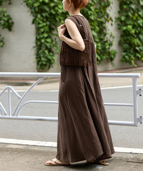ワンピース 「追加7」手洗い可 / リネンレーヨンスリーブレスワンピースの画像