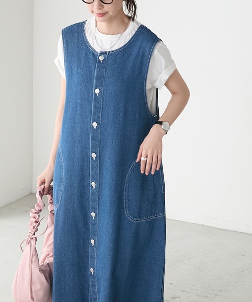 「BONLECILL」 サロペットスカート M ベージュ レディース_画像3