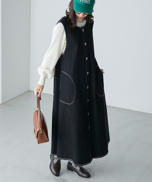 「BONLECILL」 サロペットスカート M ベージュ レディース_画像5