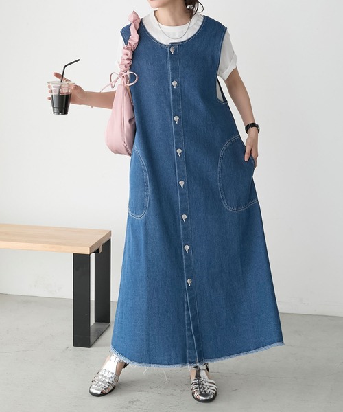 「BONLECILL」 サロペットスカート M ベージュ レディース_画像6