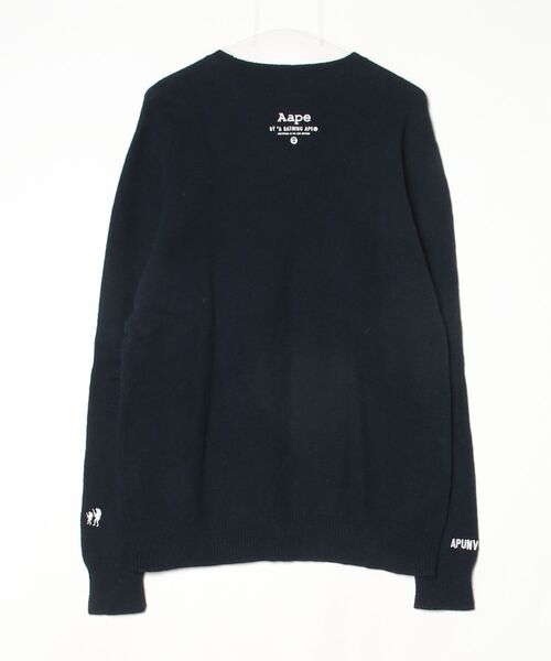 「AAPE BY A BATHING APE」 長袖ニット L ネイビー メンズ_画像2