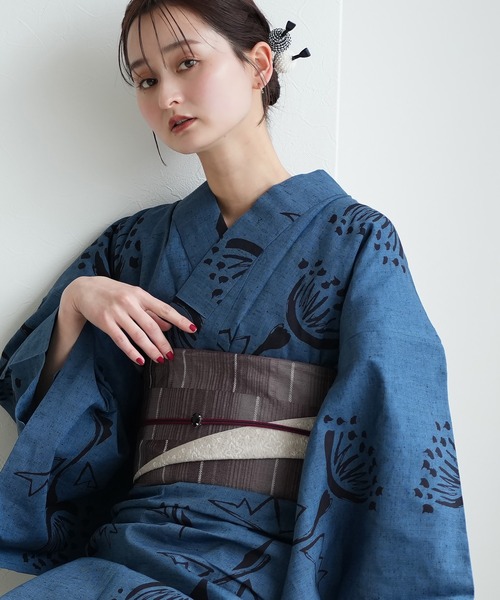 utatane 浴衣 手染め注染浴衣3点セット utatane×注染工房 赤坂紬 青藍