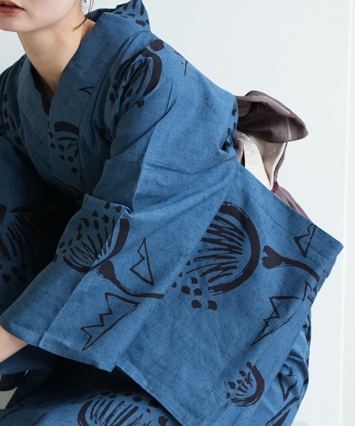 utatane 浴衣 手染め注染浴衣3点セット utatane×注染工房 赤坂紬 青藍