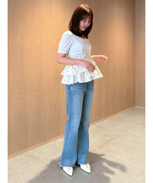 LILY BROWN（リリーブラウン） tシャツ ベロアペプラムフリルトップス