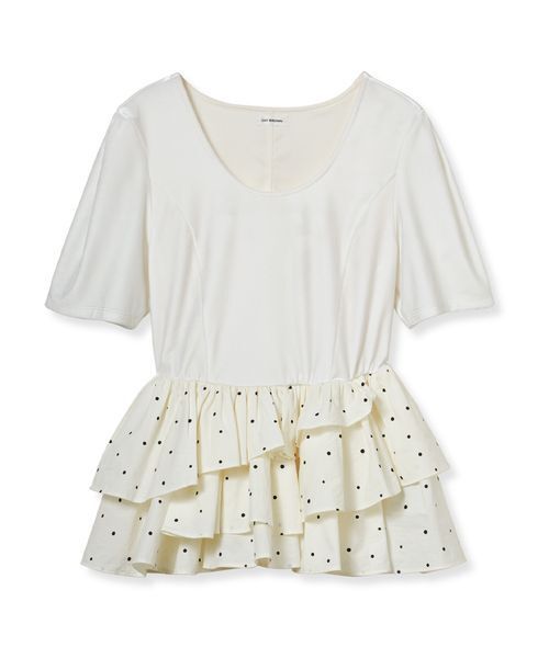 ベロアペプラムフリルトップス LILY BROWN（リリーブラウン） tシャツ ベロアペプラムフリルトップス
