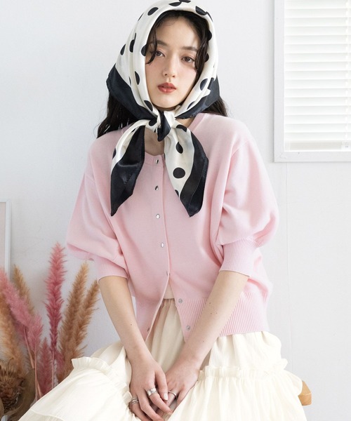 Blumarine ブルマリン レースリボンぺプラムカーディガン RAGEBLUE（レイジブルー） カーディガン 夏 半袖 「Bloomy Yarn Knit