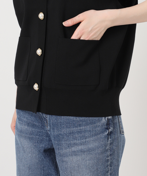 ベスト ジレ 「WEB限定 / 追加」パールボタンウォッシャブルニットベスト レディースの画像