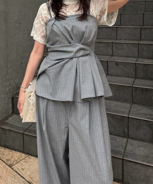 WILLFULLY（ウィルフリー） キャミソール asymmetry tuck gather