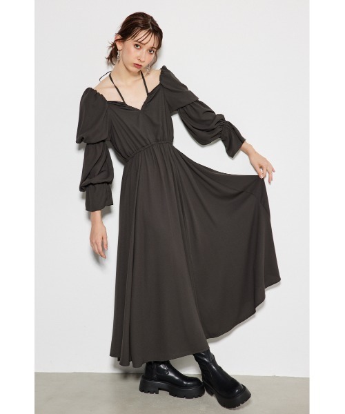 「rienda」 長袖ワンピース SMALL ダークグレー レディース_画像2