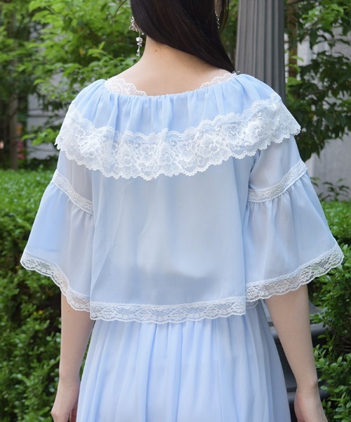 axes femme（アクシーズ ファム） ブラウス シャツ 配色レース楊柳