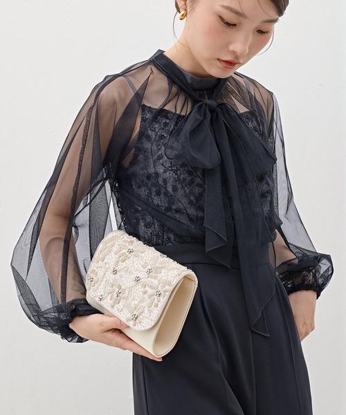 Kana クラッチバッグ パーティーバッグ 立体ビーズ花柄刺繍クラッチ