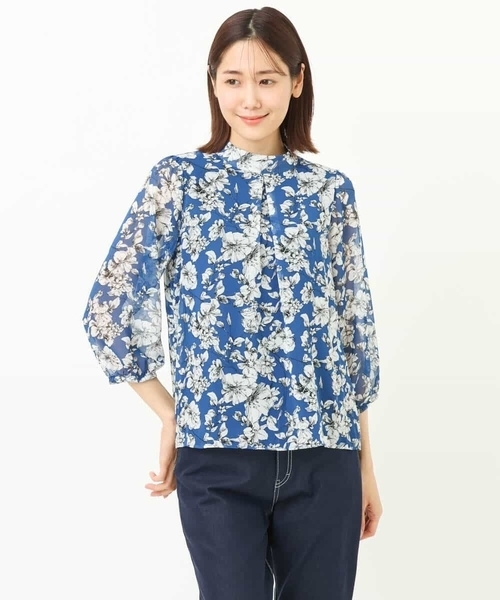 「MK MICHEL KLEIN」 長袖ブラウス 38 ブルー レディース_画像8